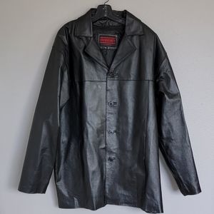 FREQUENCY OUTERWEAR Black Genuine Leather Jacket/ Size Xl.